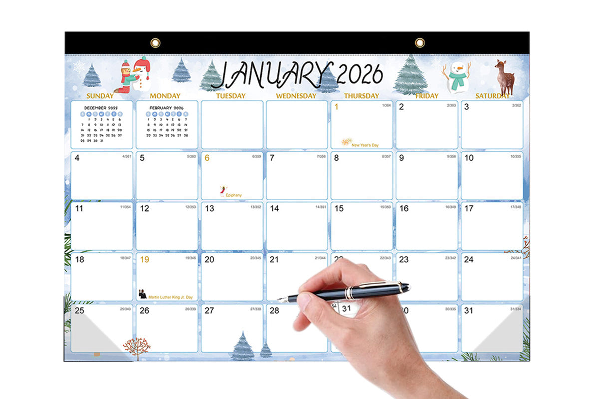 Desk Calendar 18-Month from 2026 Jan- 2027 June with Corner Protectors for Office