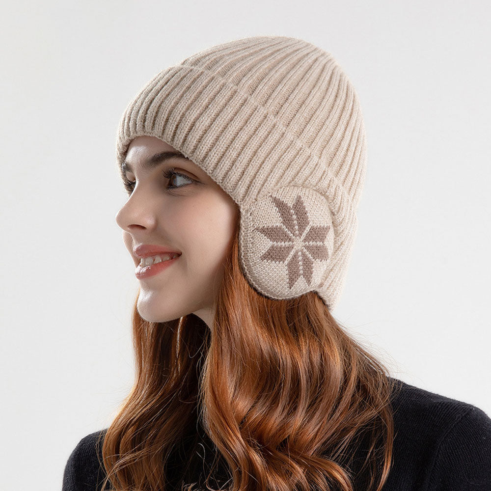 2-in-1 Warm Knitted Ear Flap Beanie Knitted Hat
