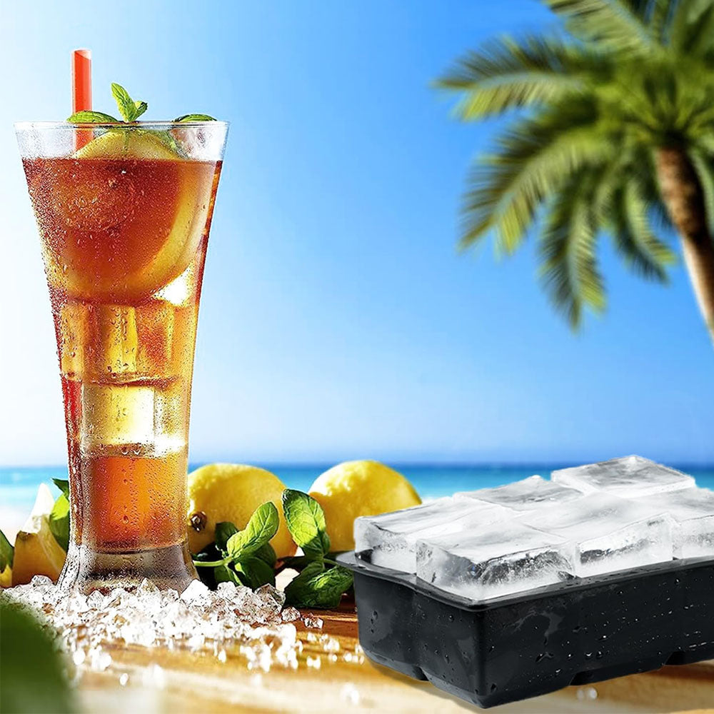 6-Grid Silicone Ice Cube Tray Large Square Ice Cube Mold