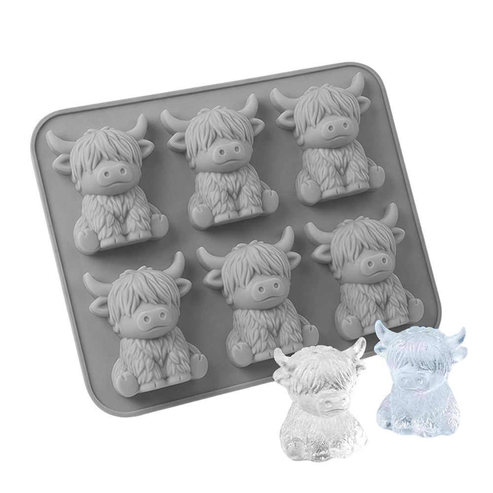 2 Pack 6 Cavity Silicone Highland Cow Ice Cube Molds