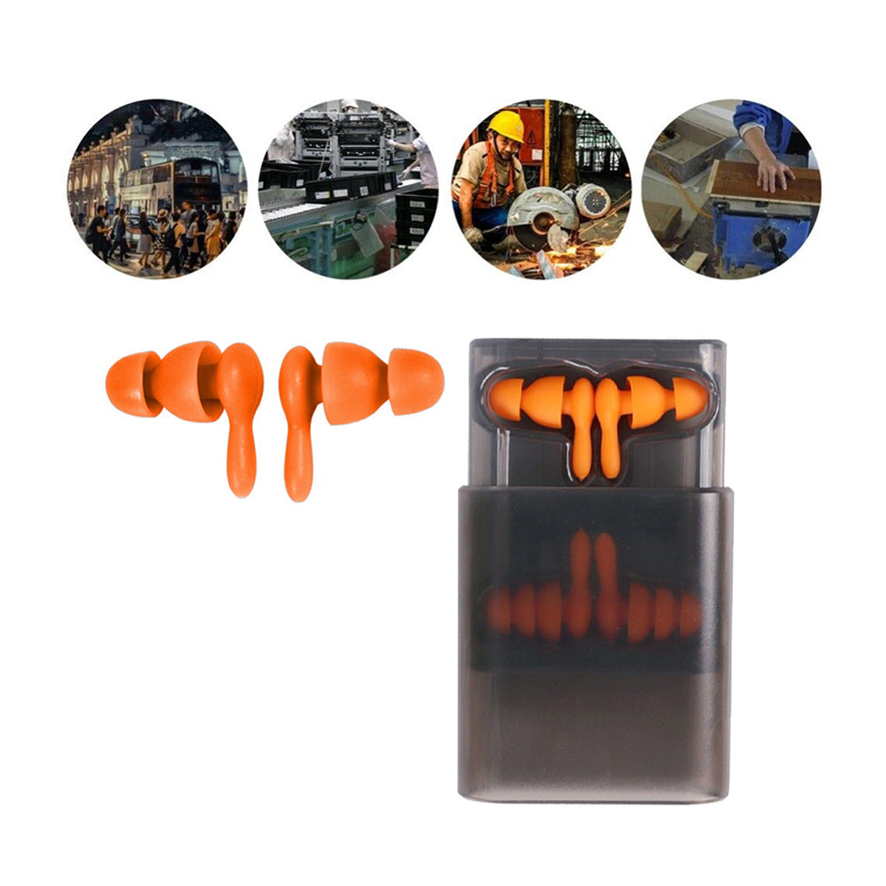2 Pairs Soft Silicone Noise Reduction Ear Plugs with Storage Container Box
