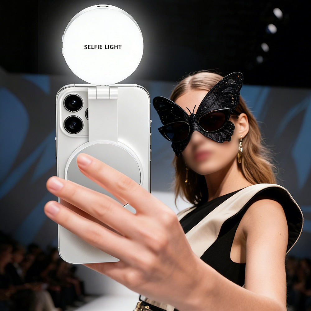 Phone Selfie Light Rechargeable Folding Phone Fill Light With Mirror