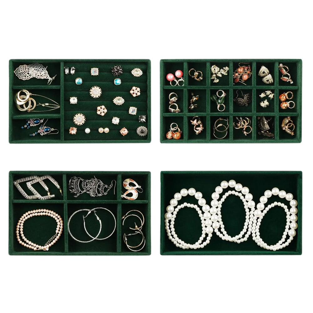 4pcs Stackable Jewelry Organizer Boxes Set for Earrings Rings Necklaces Bracelets