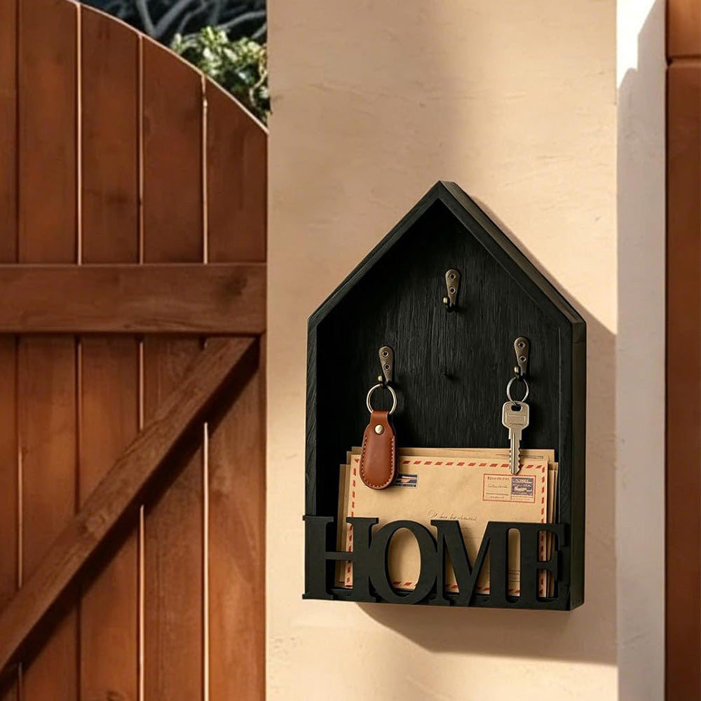 Vintage Key Holder Wall Mount with 3 Metal Hooks Key Rack for Entryway Living Room