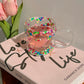 Double Wall Glass Cup with Colorful Love Granule Fillings