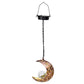 Hanging Solar Lights Outdoor Sun Moon Cracked Glass Lantern for Garden Patio Decor