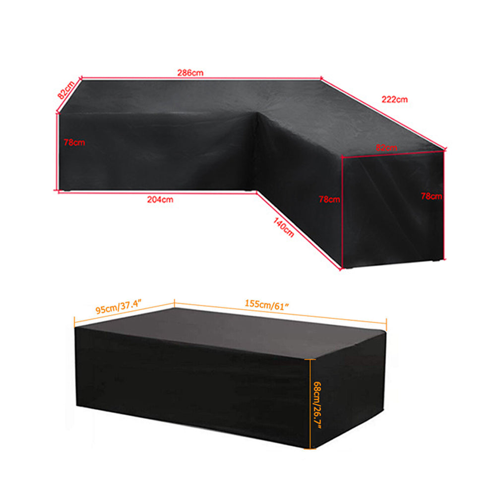 2Pcs Water Resistant L-Shape Sectional Sofa Protector Cover-1 sectional cover + 1 table cover