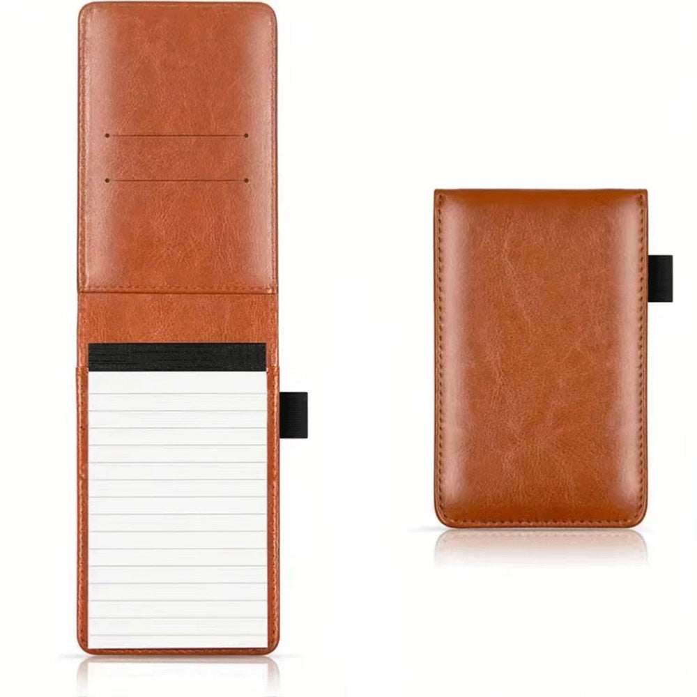 A7 Mini Pocket Notebook PU Leather Notepad with Pen Holder Card Slot