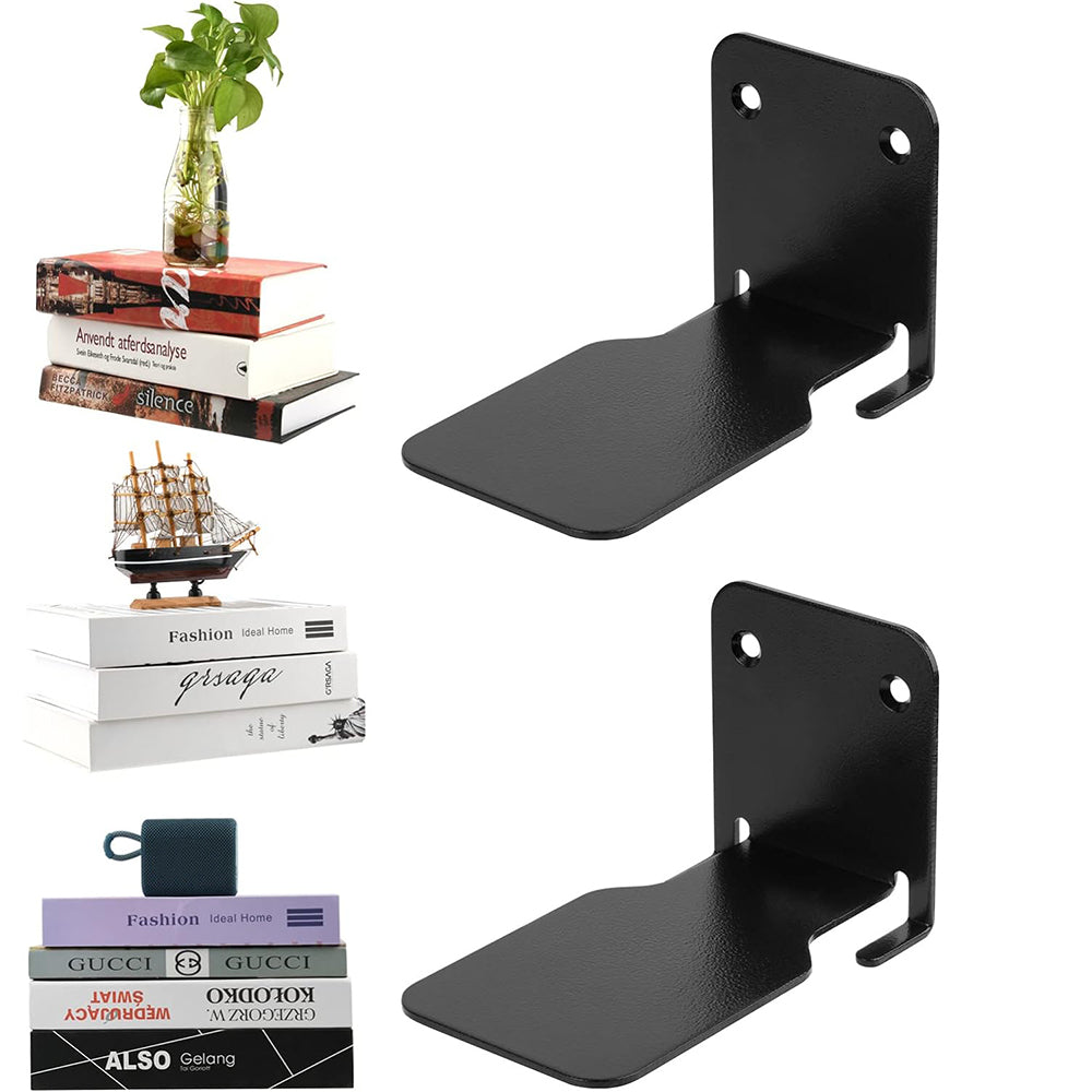 2Pcs Invisible Floating Bookshelf Brackets Wall Mounted Shelving Book