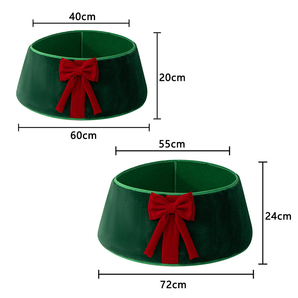Christmas Tree Collar with Bow Holiday Tree Decor for Tree Stand and Wire Cover-Green