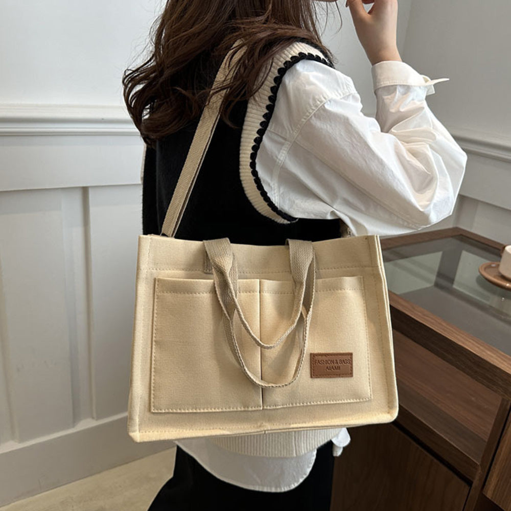 Large Canvas Tote Bag For Women With Compartments Crossbody Bag Purse Bag With Pockets