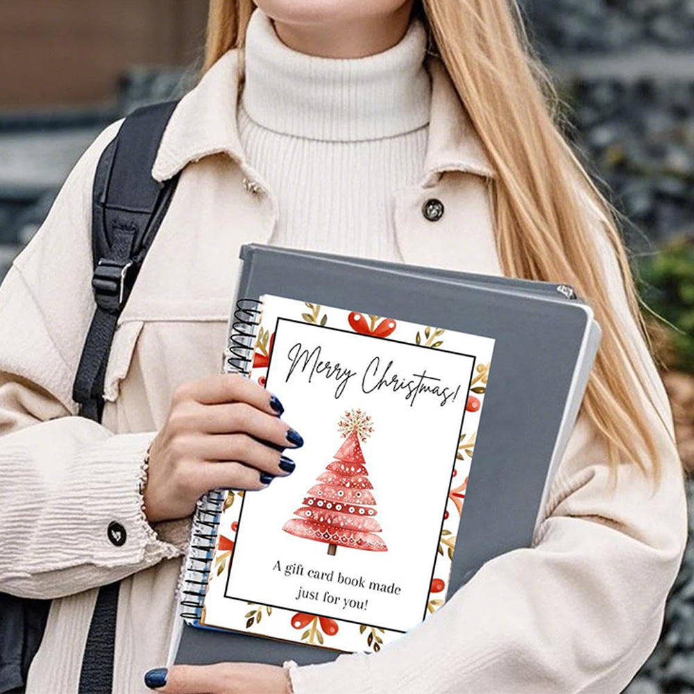 Christmas Gift Card Book 38 Pages Spiral Bound Holder Holiday Keepsake