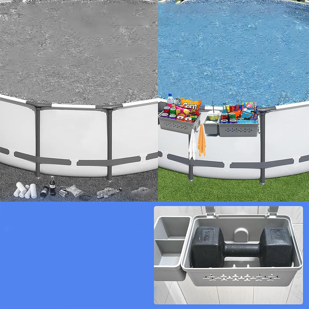Hanging Removable Poolside Storage Basket with Cup Holders