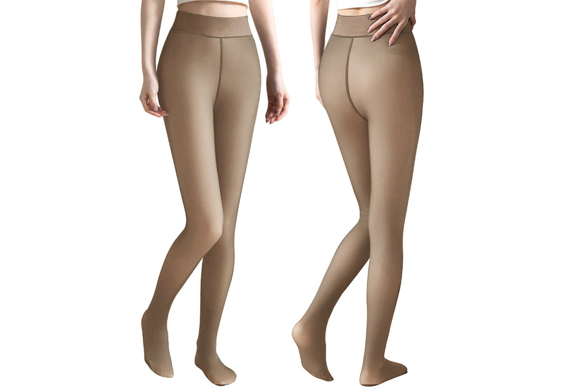 Sheer Tights Plus Size Winter Thermal Pantyhose Bare Legs Illusion Warm-Coffee