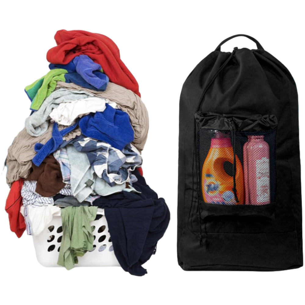 2Pcs Heavy Duty Laundry Bag Oxford Backpack Luggage Storage with Drawstring Shoulder Strap