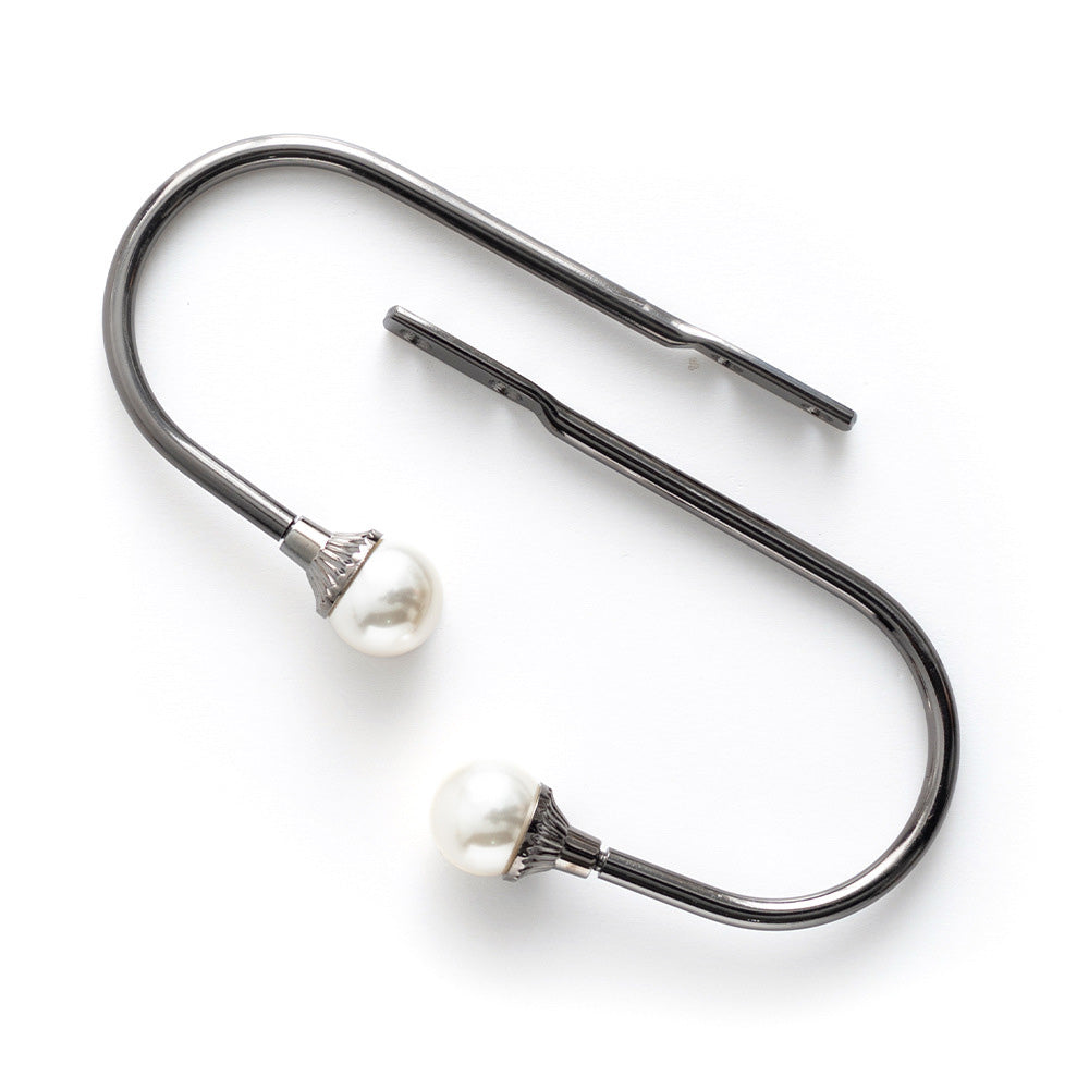 2Pcs U Shape Pearl Curtain Holdback Hooks with Screws