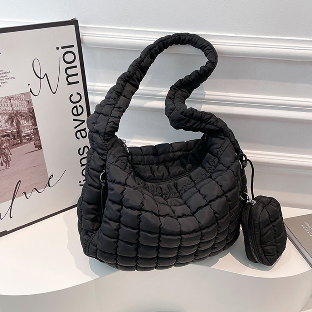 Puffer Tote Bag Quilted Puffy Crossbody Carryall Handbag