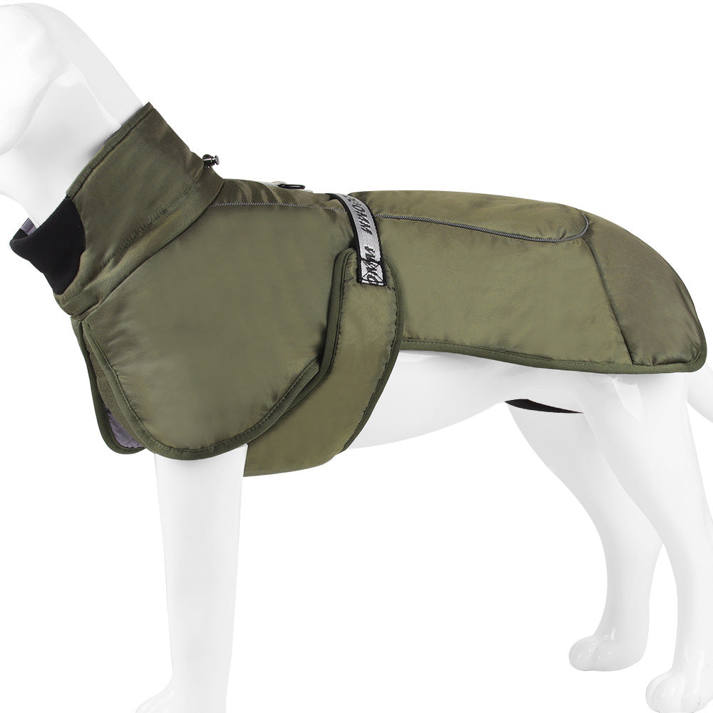 Waterproof Dog Jacket Winter Coat with Buckle and Reflective Strips-Green