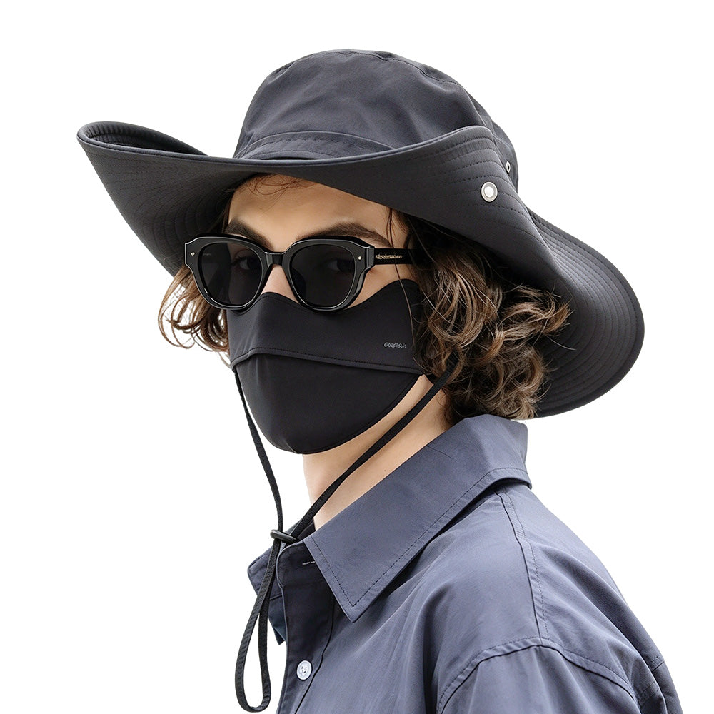 Foldable Wide Brim UV Sun Hat with Wind Strap for Fishing and Hiking