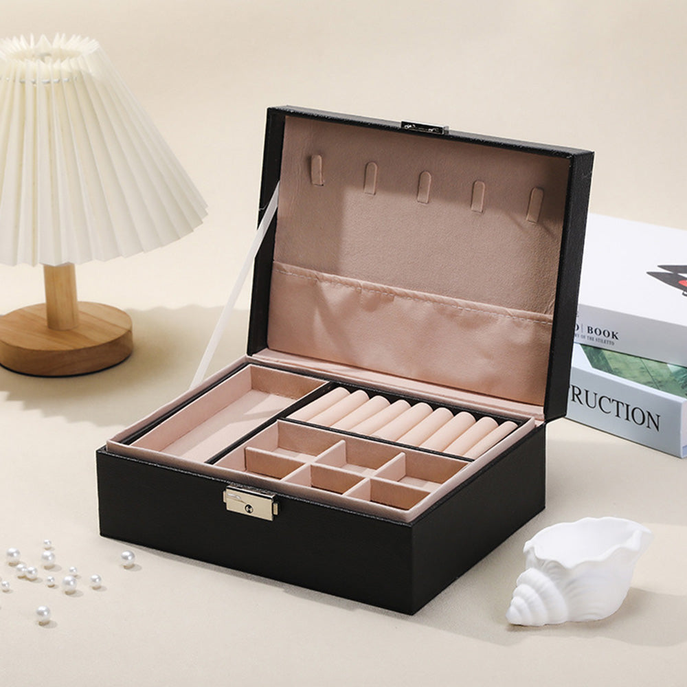 Jewellery Organiser Case Box Holder Storage Earring Ring Display with Lock and Key