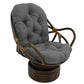 Solid Twill Swivel Rocker Chair Cushion High Back Water Resistant Pad-Grey