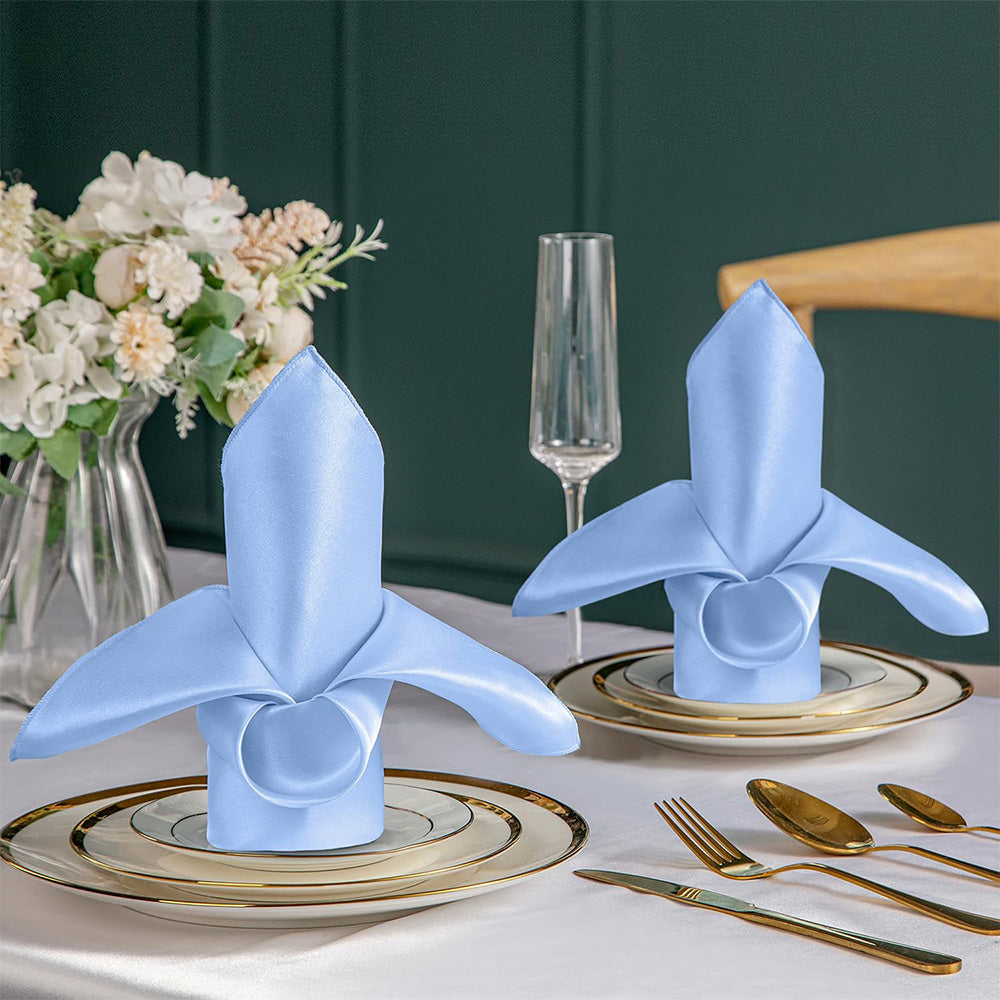 10 Pack Polyester Satin Dinner Napkins for Weddings Hotels Dining
