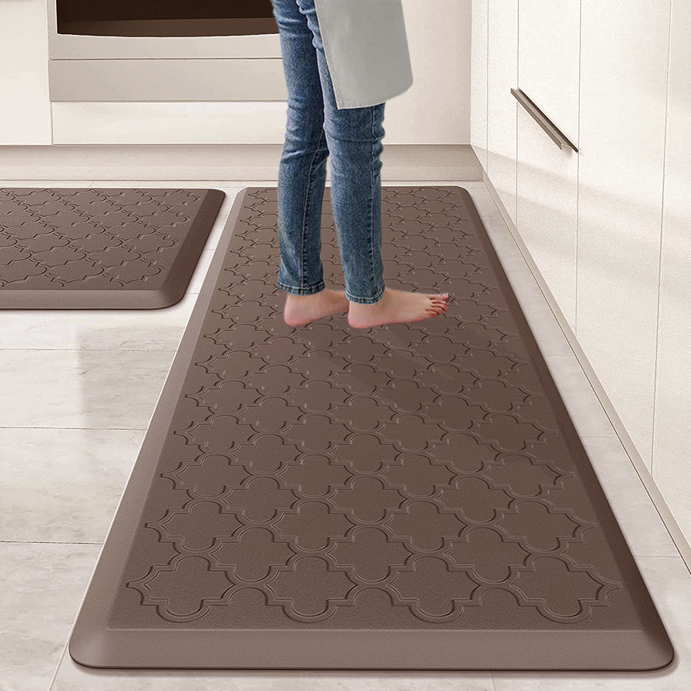 Cushioned PVC Floor Mat for Kitchen and Office-Brown