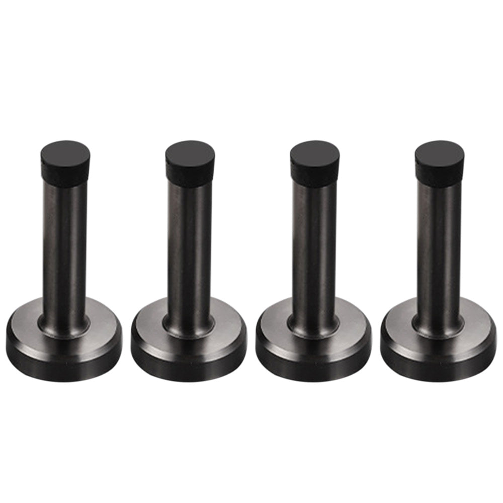 4 Pack Stainless Steel Door Stop Strong Adhesive No-Drill with Rubber Bumper