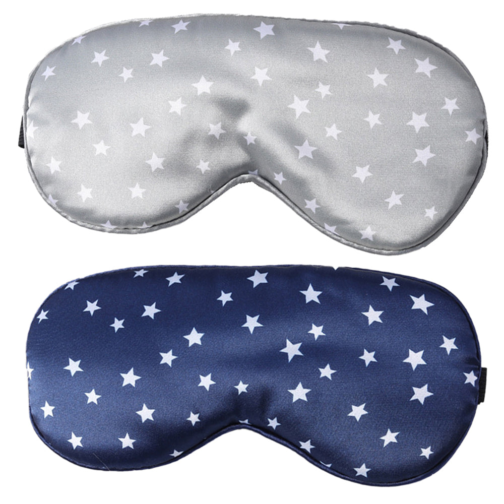 2Pcs Pure Mulberry Silk Travel Sleeping Mask with Adjustable Strap-Navy+Grey