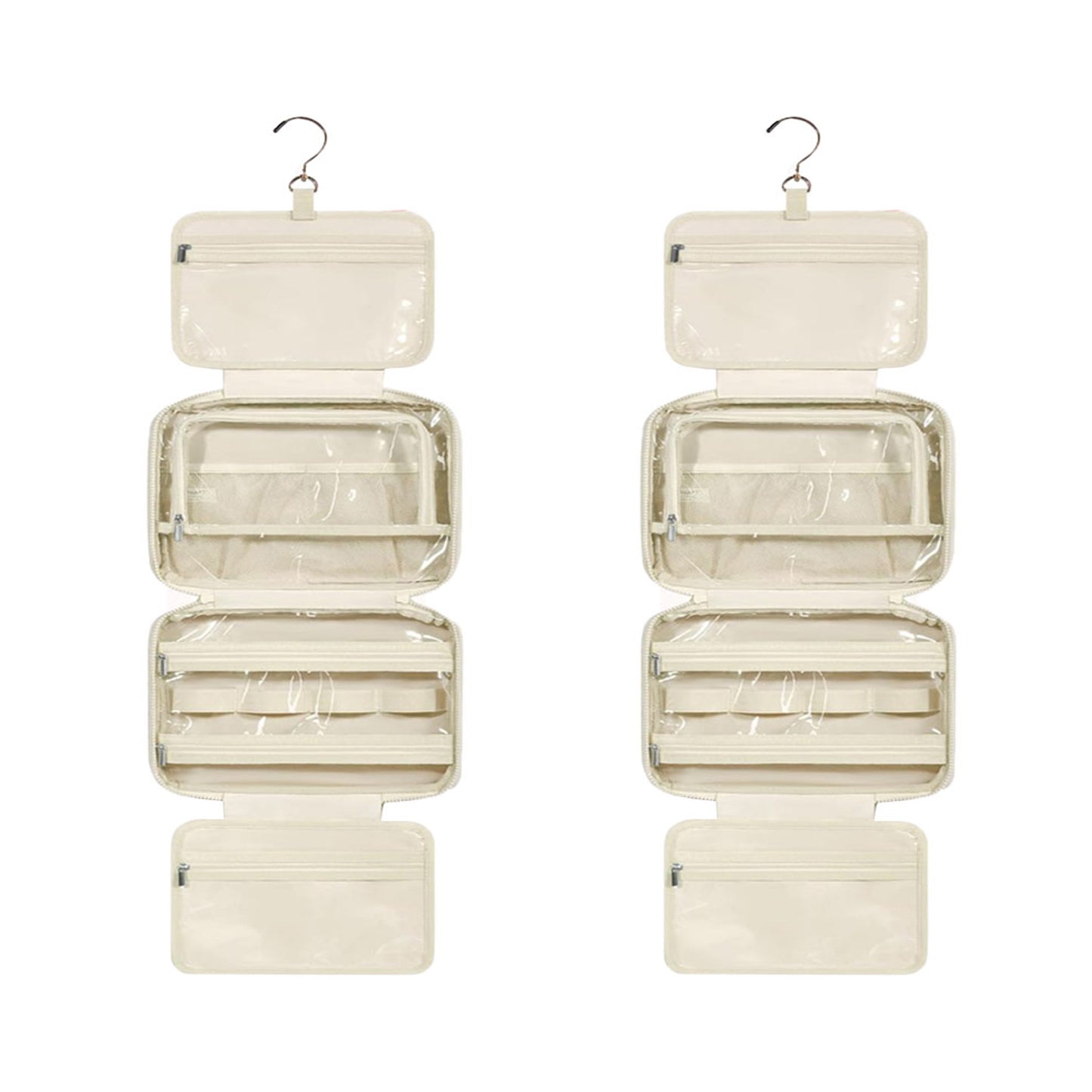 2Pcs Travel Toiletry Bag Jewelry Organizer Hanging Makeup Bag Trolley Belt