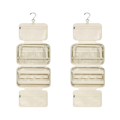 2Pcs Travel Toiletry Bag Jewelry Organizer Hanging Makeup Bag Trolley Belt