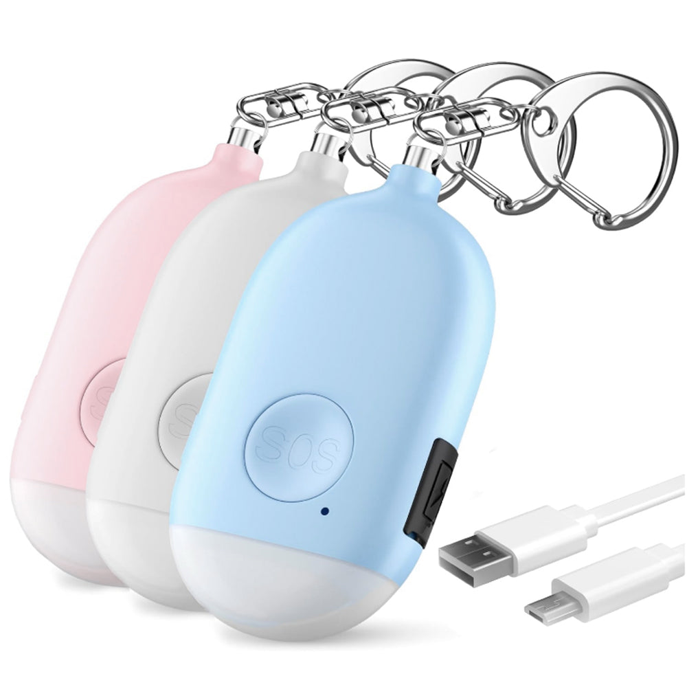 Rechargeable Personal Security Alarm Keychain With LED 130dB Self-Defense Alarm
