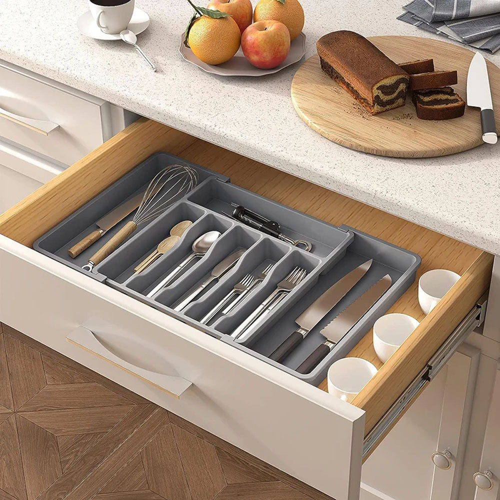 Expandable Utensil Tray Kitchen Drawer Organizer for Forks Knives