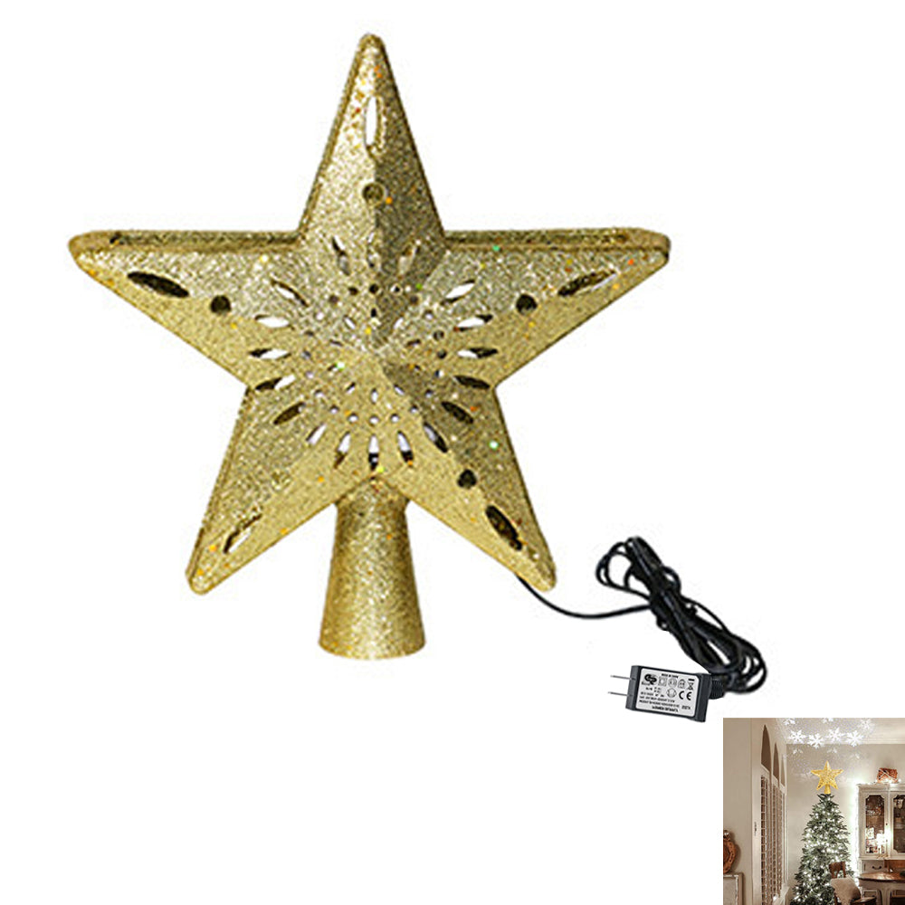 Christmas Decoration Star Tree Topper Gold Led Star Projector Christmas