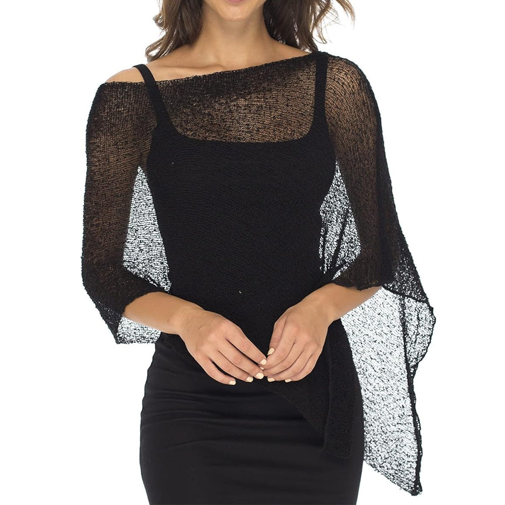 Summer Irregular Sheer Poncho Shawl Beach Cover Up for Women