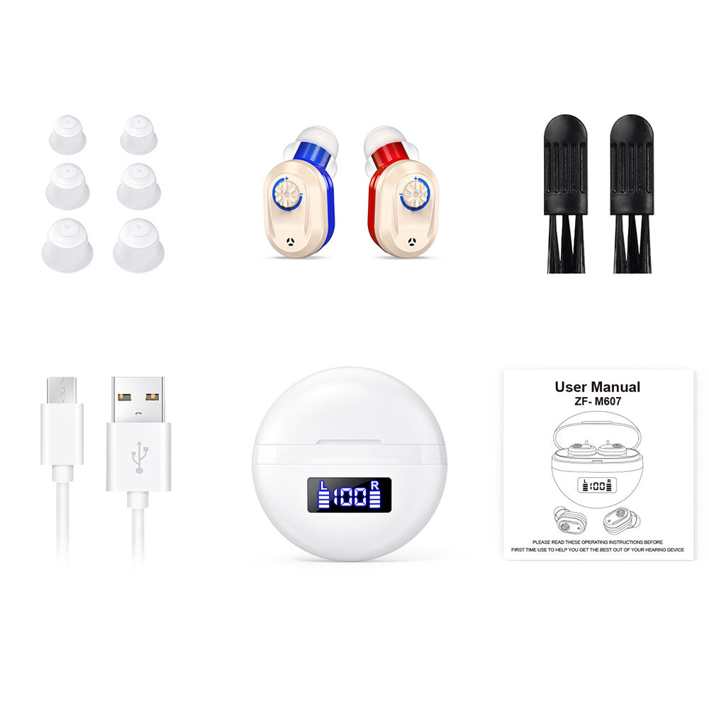 1 Pair Invisible Digital Hearing Aids Rechargeable Mini Sound Enhancer Amplifier