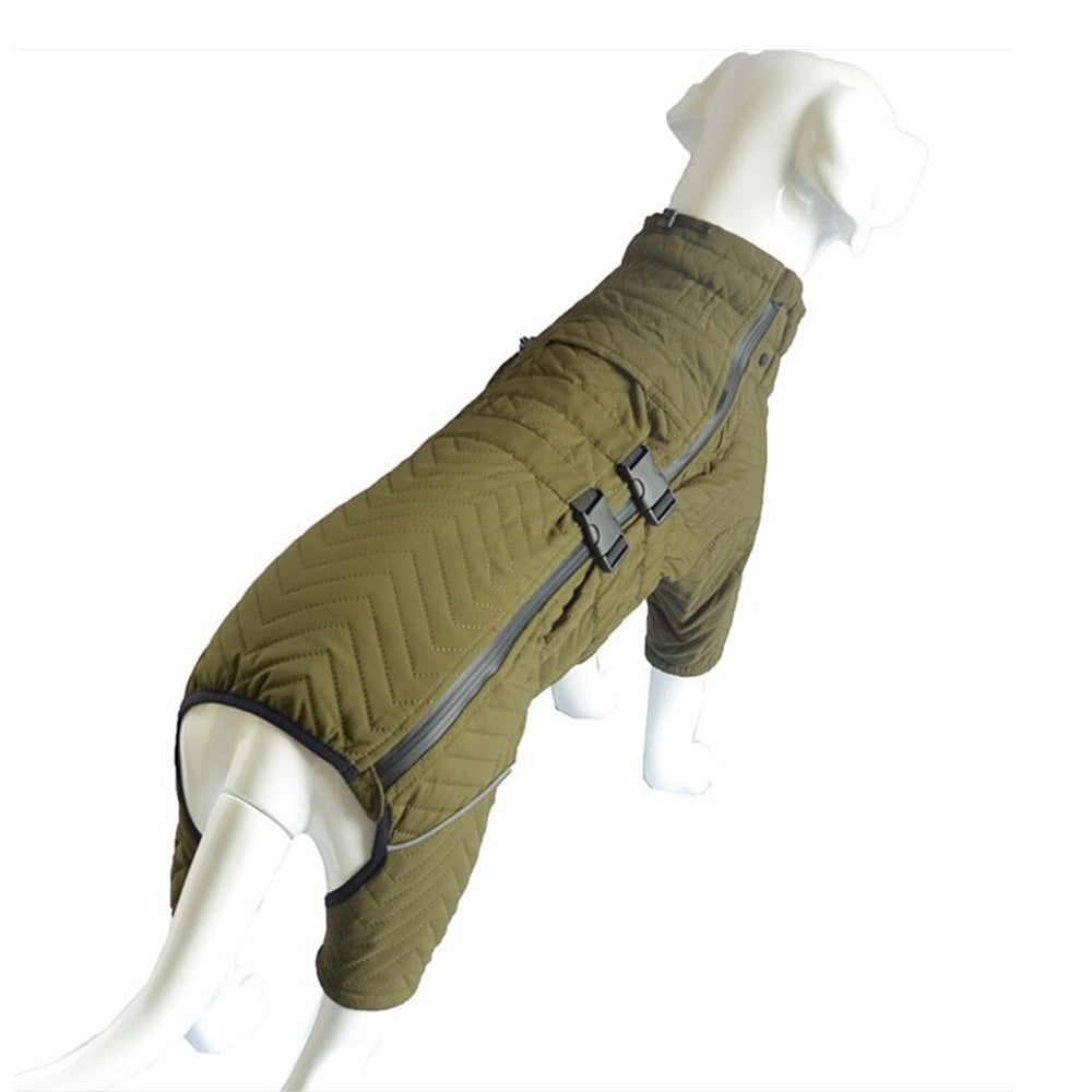 Dog Coat 4 Legs Covered Windproof Waterproof Dog Winter Jacket-Green