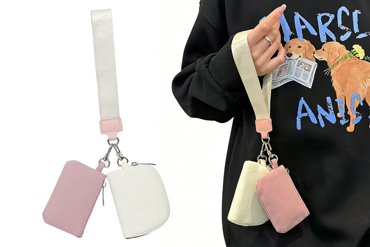 2-In-1 Dual-Pouch Wristlet Zipper Pouch Set Wallet Coin Purse Card Holder