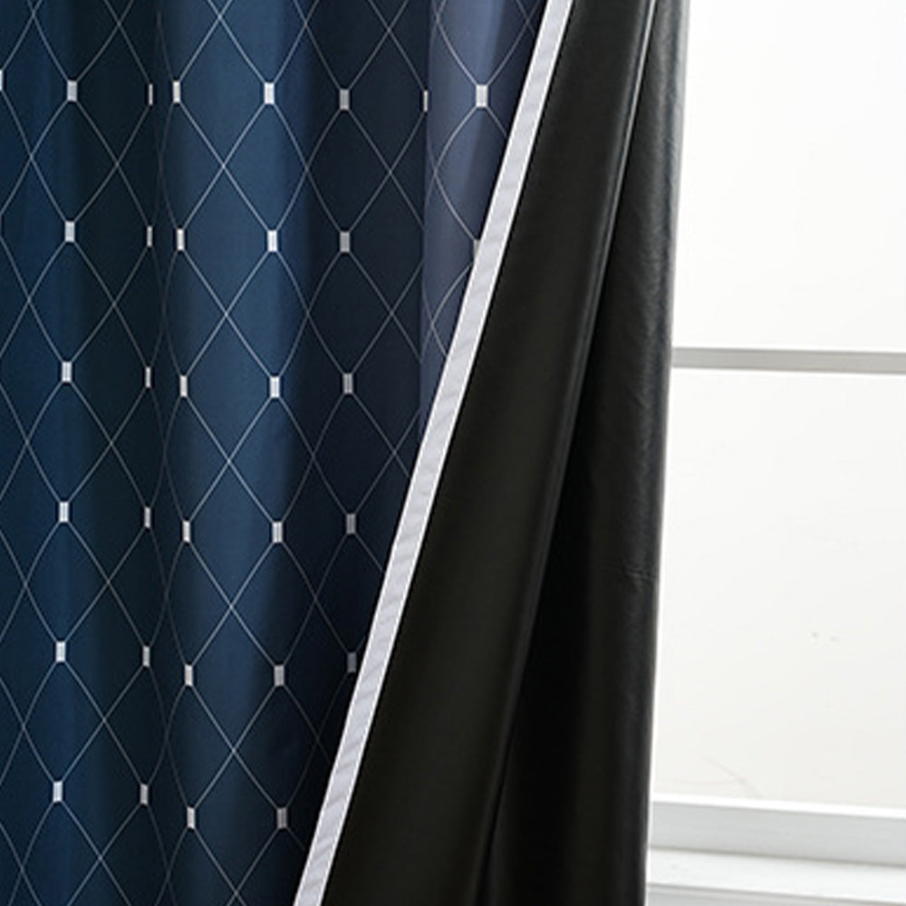 2XBlackout Curtain Gradient Color Curtains for Bedroom Living Room-Dark Blue