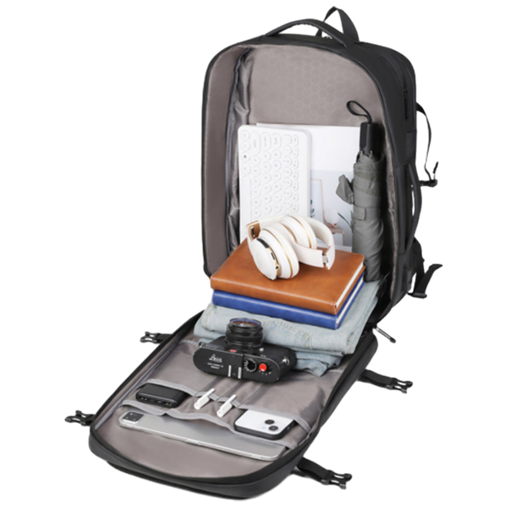 35L Large Water-Resistant Expandable Laptop Travel Backpack with USB Charging Hole