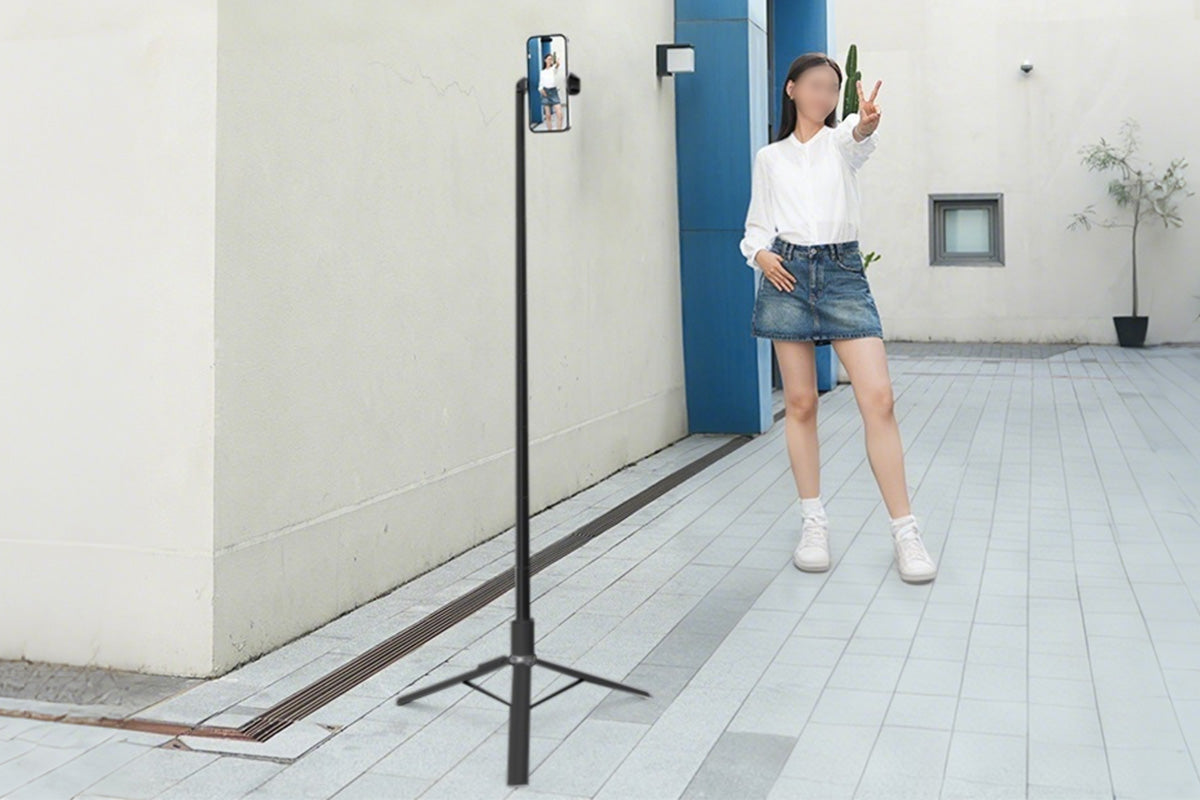 Extendable Phone Tripod Selfie Stick with 9-Button Wireless Remote for Travel Vlogging