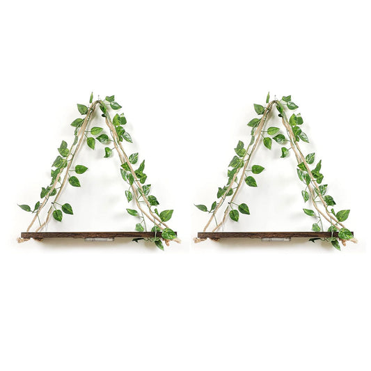 2Pcs Artificial Ivy LED Strip Wall Hanging Shelves Macrame Shelf for Bedroom