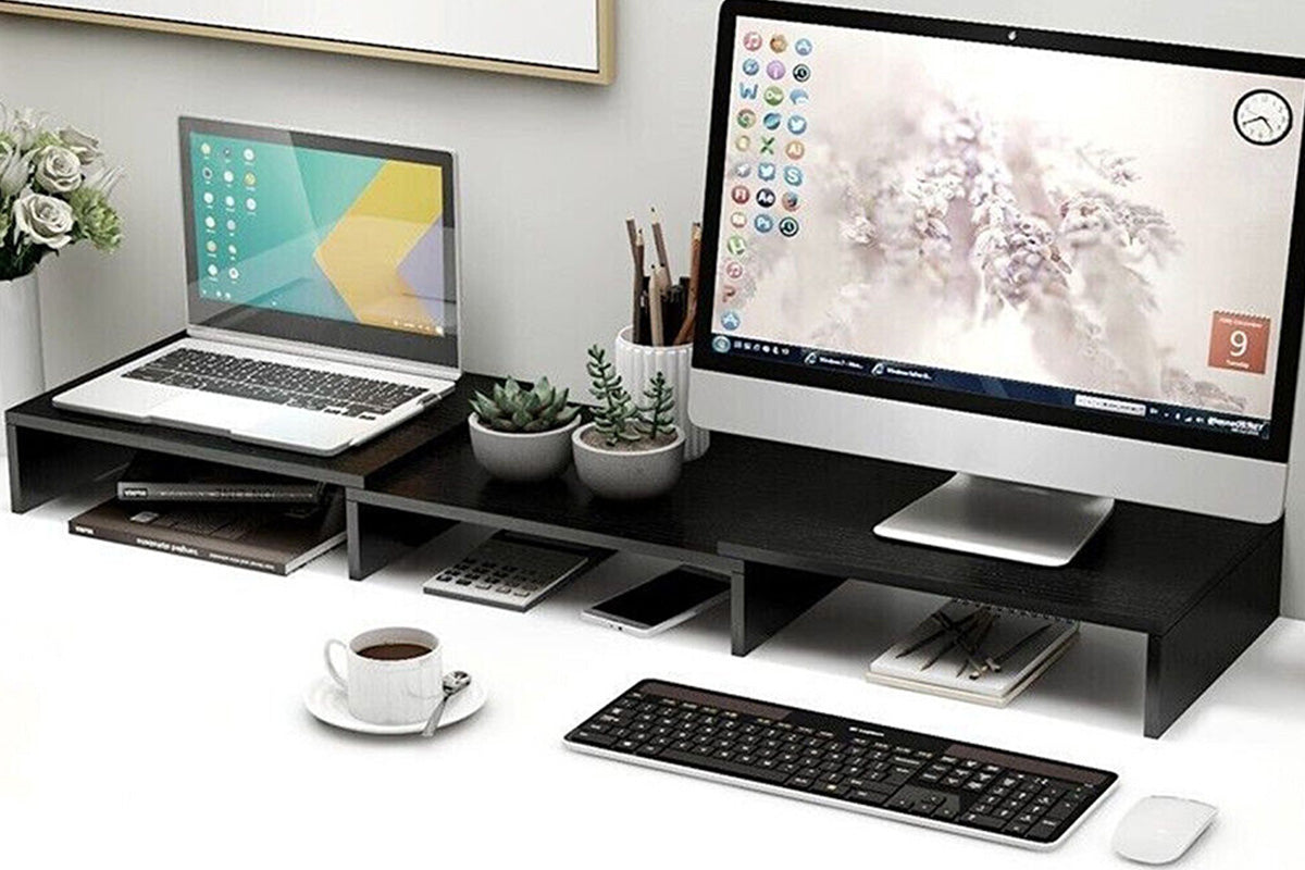 Dual Monitor Stand Riser Adjustable Computer Monitor Stand for Books iMac Laptop