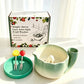Self-Spinning Ceramic Berry Washing Bowl Set with Drain Holes and 2 Fruit Forks for Cleaning Berries