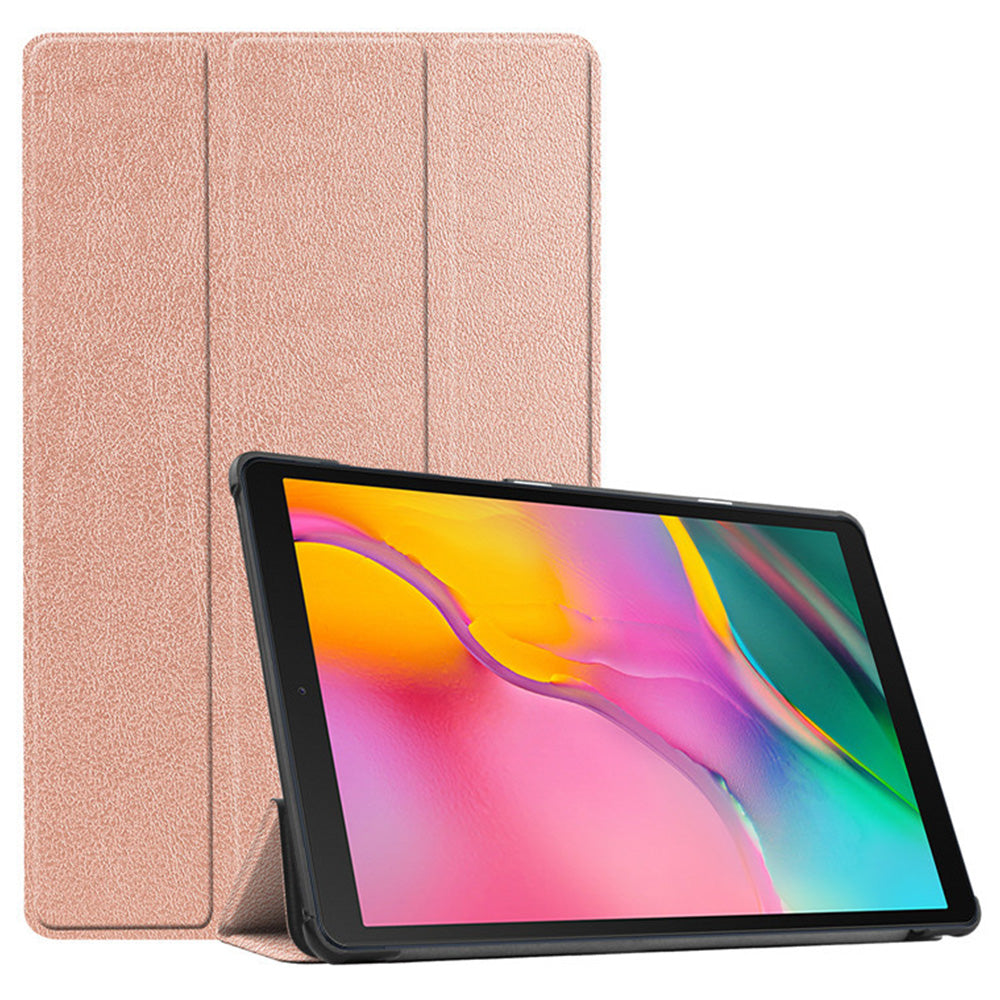 PU Leather Trifold Stand Case for Fire HD 10 2021 2023-Rose Gold