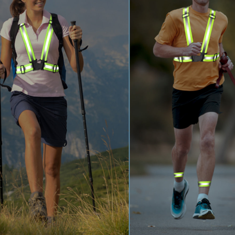 4Pcs Reflective Adjustable Security Vests with 4 Arm Bands for Running