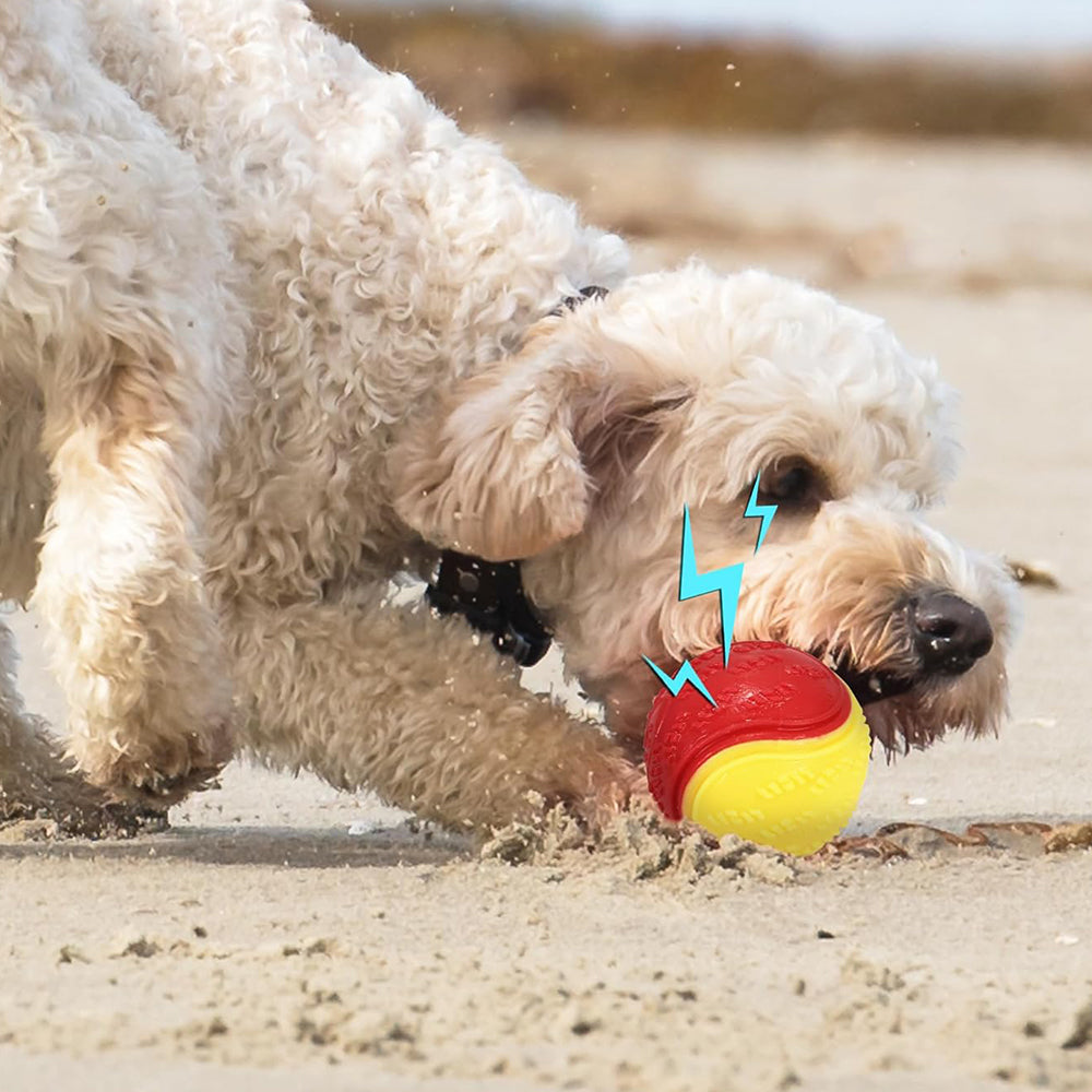 4Pcs 6.5CM Pet Interactive Playing Toy High Bouncy Vibrant Color Squeaky Rubber Balls