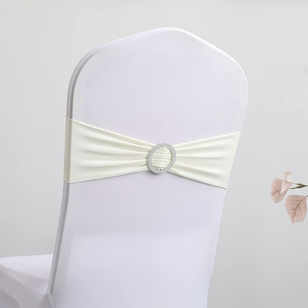 10Pcs Elastic Chair Sashes Bows with Buckle Spandex Chair Bands for Weddings Parties Meetings