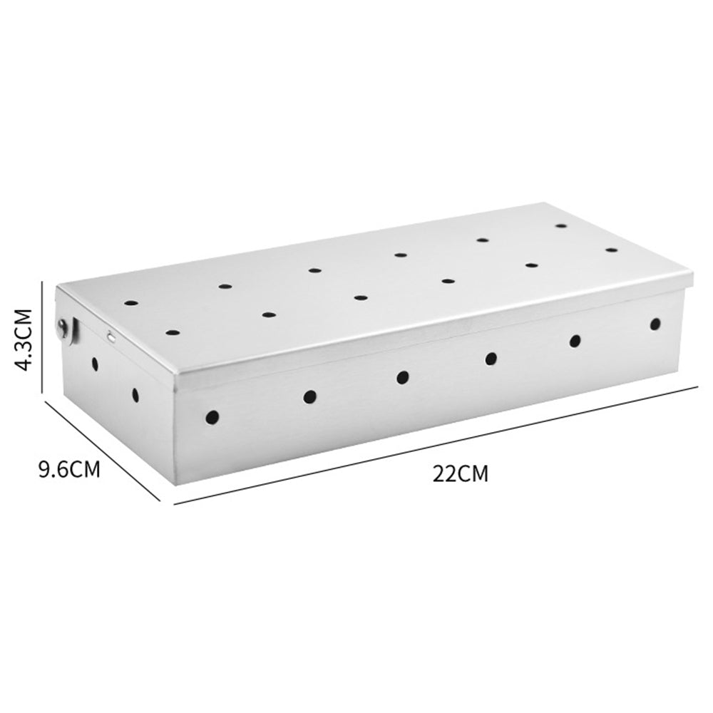 2Pcs Stainless Steel Smoking Wood Chip Barbecue Tool Box