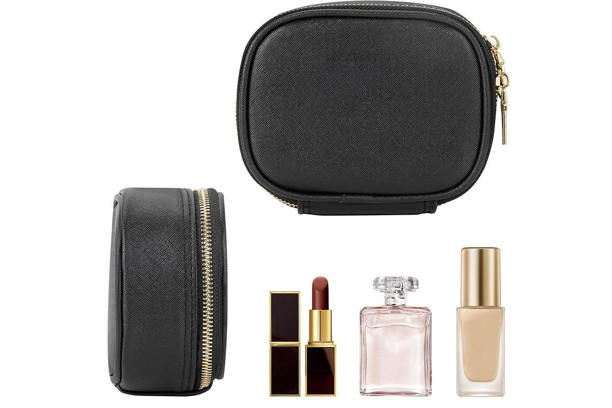 PU Leather Makeup Case Lighted Mirror LED Travel Cosmetic Organizer